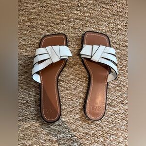 Zara White Knot Flat Slip On Sandal 38